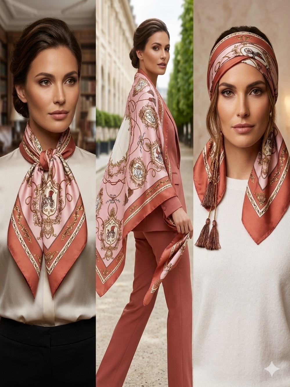 Scarf Rose Pink  Medallion Print Scarf Also Headband, Neck, Belt Wear